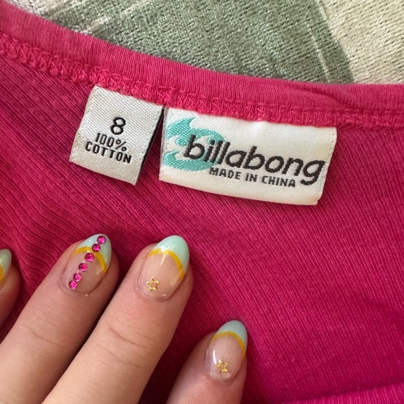 Retro Billabong Thin Retired Vintage V-Neck Top Size 8 Hot Barbie Pink - Picture 3 of 6